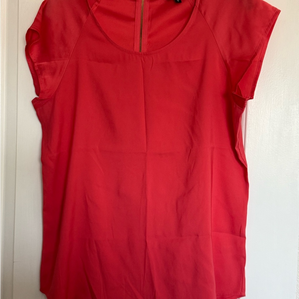 Express Red Cap-Sleeve Zip-Front Tank